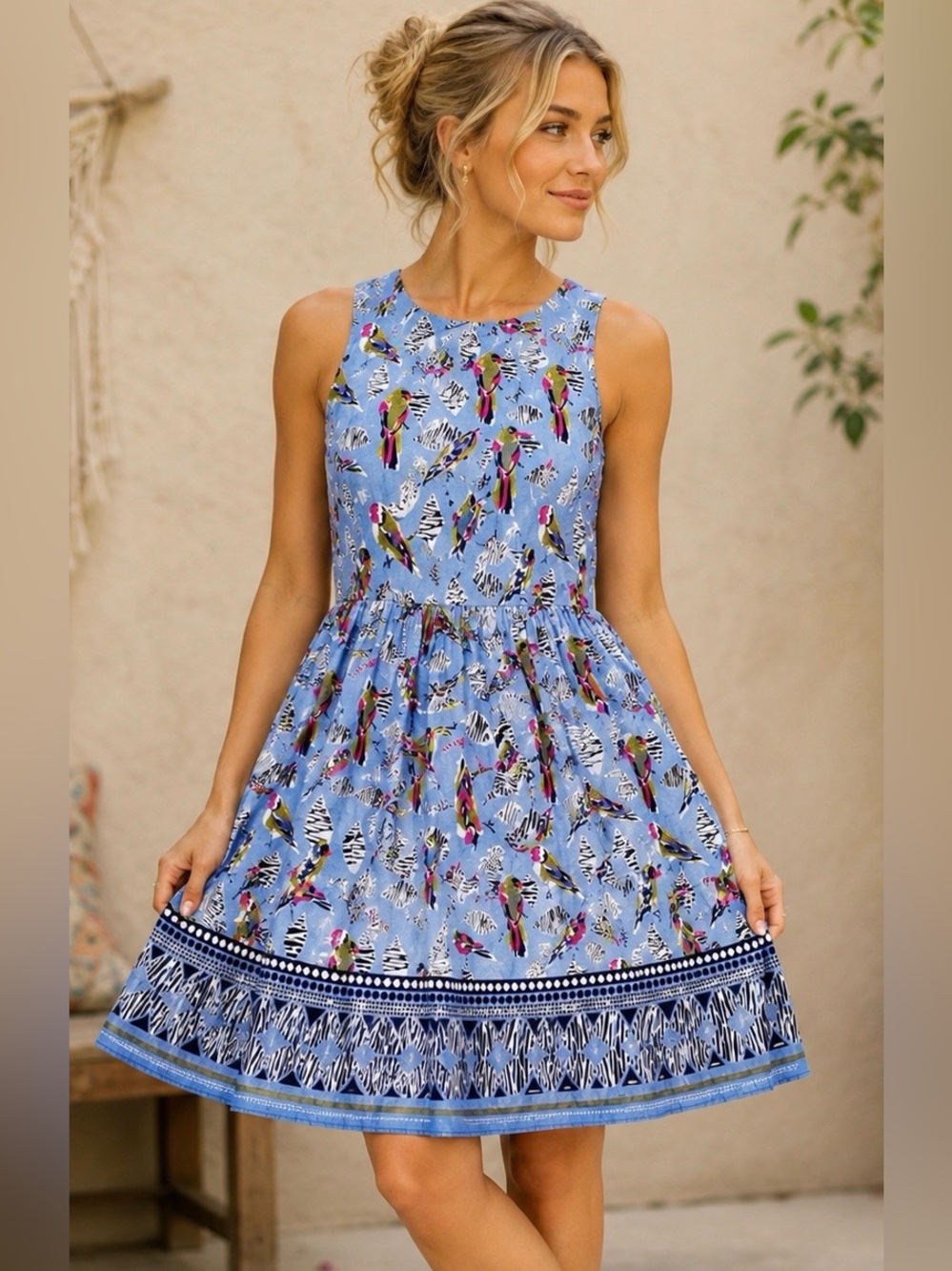 Iska London Blue Budgie Fit & Flare Dress – UK 10 / US 6 – NWT Boho Dopamine